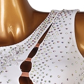 economico Abiti da Pattinaggio Artistico-Vestito da pattinaggio artistico Per donna Da ragazza Pattinaggio sul ghiaccio Vestiti Completi Bianco Blu marino scuro Rosso Floreale Scollatura posteriore Retato Elastene Elevata elasticità