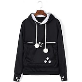 economico Felpe con cappuccio-felpe con cappuccio da donna a marsupio grande, pullover con orecchie da gatto carino, felpa con cappuccio per cani e gatti da compagnia blu scuro