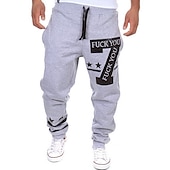 cheap Sweatpants-Men&#039;s Active Sweatpants Joggers Trousers Print Letter Full Length Weekend Basic Loose Fit Black White Micro-elastic