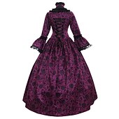 baratos Vestidos-Rococó Vitoriano Vestido Coquetel Longo Comprimento Longo Vestidos Festa a Fantasia Ocasiões Especiais Tamanho Grande Manga Alargamento Princesa Quadrado Fantasia Mulheres Real Mascarilha Festas