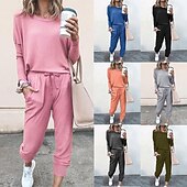 cheap Tracksuits-Women&#039;s Tracksuit Sweatsuit Drawstring Athleisure Long Sleeve Polyester Soft Running Jogging Sportswear Activewear Black Rosy Pink Watermelon / Sweatshirt / Stretchy
