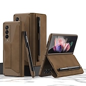 Недорогие Чехлы для Samsung-Чехол для телефона для Samsung Galaxy Z Fold 5 Z Fold 4 Z Fold 3 Z Fold 2 полный корпус чехол для карт пылезащитный двусторонний однотонный PU кожа