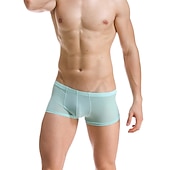 baratos Moda Íntima para Homem Confortável-Homens 1 pacote Roupa Íntima Cueca Boxer Básico Poliéster Cor imaculada Cintura Baixa Azul Claro Preto