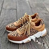 economico Sneakers da donna-sneakers da donna con stampa leopardata - scarpe sportive casual con lacci e suola spessa per un uso quotidiano alla moda