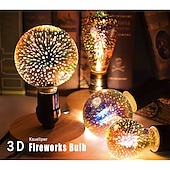 baratos Lâmpadas Filamento de LED-6 peças 3 peças 1 peça lâmpada 3d de fogos de artifício st64 lâmpada led 5w e27 e26 rgb fada estrela brilho decoração lâmpada festa lâmpada de vitral ac220v ac120v