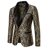 economico Blazer da uomo-Per uomo Giubbotto Giacca Strada Attività commerciale Tenere al caldo Traspirante Tasche Jacquard Autunno Inverno Floreale Streetwear Elegante Bavero a lancia Standard Cotone Standard Nero Bianco