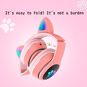 economico Cuffie on-ear e over-ear-Cuffie LED L400 Flash Con Orecchie di Gatto Carine Con Microfono Auricolare Bluetooth Over-Ear Cuffie Wireless per Gioco Musicale