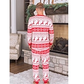 cheap Pajamas-Family Christmas Family Pajamas Pajamas Graphic Deer Home Print Red Long Sleeve Active Matching Outfits
