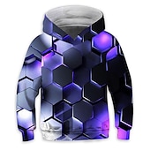 billiga Pojkens 3D Vision &amp; Geometri-Nyår Pojkar 3D Grafisk 3D Huvtröja och sweatshirt Långärmad 3D-tryck Aktiv Barn