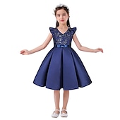 cheap Party Dresses-Kids Girls&#039; Party Dress Solid Color Sleeveless Formal Performance Wedding Lace Adorable Daily Beautiful Cotton Midi Party Dress Floral Embroidery Dress Flower Girl&#039;s Dress Summer Spring Fall 3-10