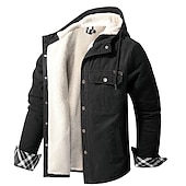 preiswerte Pufferjacken-Herren Hoodie Jacke Winter Draussen Warm Oberbekleidung Winterjacken Sherpa-Jacke Jagd Camping / Wandern / Höhlenforschung Reisen Schwarz Kaki Grau