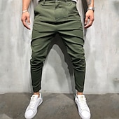 economico Chino-Per uomo Harém Pantaloni Pantaloni da jogger cascante Liscio Traspirante Leggero Lunghezza intera Informale Giornaliero Cotone Hip-hop Semplice ma elegante Verde militare Nero Media elasticità