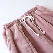 preiswerte Damen Schlafoberteile und -unterteile-Damen Pyjamahose Pjs reine Farbe schlichter Plüsch Komfort Zuhause Alltagsbett Fleece Geschenk lange Hose elastische Taille Herbst Winter Home Outfits