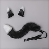 abordables Accessoires de coiffure-Ensemble de cosplay anime pour filles loups kawaii oreilles de renard pinces à cheveux coiffure queue en peluche pour fête de carnaval