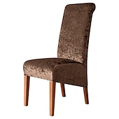 baratos Capa para Cadeira de Jantar-capas de cadeira de jantar de veludo pelúcia preto, capas protetoras de cadeira de encosto alto de elastano bordô capa de assento com elástico para sala de jantar, casamento