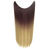 cheap Synthetic  Extensions-24inch 50grams 100grams Synthetic Hair Extension Gradual Color Brown Gray Blonde String Halo Hairpieces Extensions