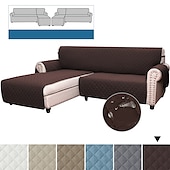 cheap Sofa Cover-Quilted Sofa Slipcover L Shape Sofa Cover Sectional Couch Cover Chaise Lounge Slip Cover Reversible Sofa Cover Furniture Protector Cover for Pets Kids Children Dog Cat