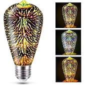 baratos Lâmpadas Filamento de LED-6 peças 3 peças 1 peça lâmpada 3d de fogos de artifício st64 lâmpada led 5w e27 e26 rgb fada estrela brilho decoração lâmpada festa lâmpada de vitral ac220v ac120v