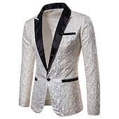 economico Blazer da uomo-Per uomo Giubbotto Giacca Strada Attività commerciale Tenere al caldo Traspirante Tasche Jacquard Autunno Inverno Floreale Streetwear Elegante Bavero a lancia Standard Cotone Standard Nero Bianco