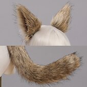 abordables Accessoires de coiffure-Ensemble de cosplay anime pour filles loups kawaii oreilles de renard pinces à cheveux coiffure queue en peluche pour fête de carnaval