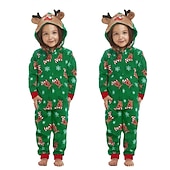 cheap Pajamas-Family Christmas Family Pajamas Pajamas Deer Sports Print Red Royal Blue Green Long Sleeve Mommy And Me Outfits Active Matching Outfits