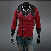 preiswerte Herrenjacken &amp; Herrenmäntel-Herren Frühling Herbst Solide / einfarbig Aktiv Cool Mit Kapuze Mittel Standard Schlank Schwarz Weiß Rot Blau Dunkelgrau Jacken