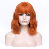 abordables Perruques Synthétiques Sans Bonnet-perruque synthétique ondulée bob perruque courte rose cheveux synthétiques femme cosplay party mode bleu violet orange
