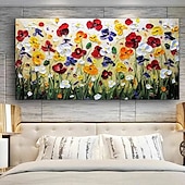 billiga Blom- och växtmålningar-oljemålning handgjord handmålad väggkonst abstrakt färgglada blommor heminredning dekor rullad duk utan ram osträckt