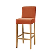 cheap Dining Chair Cover-Stretch Velvet Bar Stool Cover Burgundy Counter Height Pub Chair Slipcover for Dining Room Cafe Non Slip with Elastic BottomThick Soft Style