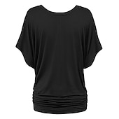 ieftine tricou simplu-tricou de damă plus mărime tricou visiniu îmbrăcăminte de stradă ocazional preppy mânecă liliac cu mânecă cu jumătate de mânecă obișnuit topuri obișnuite cu gât în v ieșiri zilnic în weekend negru