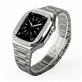 preiswerte Apple Watch-Armbänder-Gliederarmband Kompatibel mit Apple Watch Armband 40mm 41mm 44mm 45 mm mit Fall Herren Schmetterlingsschnalle Edelstahl Ersatzarmband für iwatch Series 9 8 7 6 5 4 SE