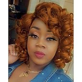 cheap Black &amp; African Wigs-Curly Wigs for Black Women 14&#039;&#039; Short Silver Grey Wavy Bob Hair Wig with Bangs Natural Heat Resistant Synthetic Wigs