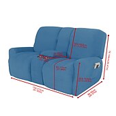 abordables Silla reclinable y con alas-Fundas elásticas para sillón reclinable color burdeos, funda para sofá de dos plazas con consola central, funda para sofá reclinable con bolsillo lateral (funda para 3 reposabrazos, 3 respaldos, 2