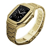 preiswerte Apple Watch-Armbänder-Gliederarmband Kompatibel mit Apple Watch Armband 40mm 41mm 44mm 45 mm mit Fall Herren Schmetterlingsschnalle Edelstahl Ersatzarmband für iwatch Series 9 8 7 6 5 4 SE