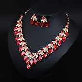 voordelige Sieradensets-Bruidssieradensets 2 Kristal Strass Legering 1 Ketting Oorbellen Dames Uitspraak Kleurrijk Schattig Zin in hebben Bloem Onregelmatig Sieraden set Voor Feest Bruiloft