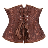 billiga Korsett-Rokoko Punk och gotiskt Medeltida kostymer Överbystkorsett Underkläder Bustier 14 plastben Maskeradkläder Dam Kunglig Bröllop Bröllopsgäst Vuxna Korsett