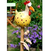 abordables Statues-Résine gros yeux poulet ornements artisanaux pied suspendu poulet pendentif décor à la maison jardin ornements en résine
