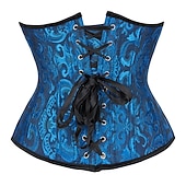 billiga Korsett-Rokoko Punk och gotiskt Medeltida kostymer Överbystkorsett Underkläder Bustier 14 plastben Maskeradkläder Dam Kunglig Bröllop Bröllopsgäst Vuxna Korsett