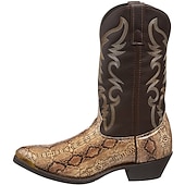 levne Cowboy &amp; Western Boots-Pánské Boty Kovbojské boty Denní nošení Rande PU Stříbrná Zlatá Podzim Zima