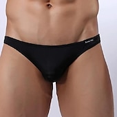 billiga Exotiska herrunderkläder-Herr 3-pack Sexiga trosor Kalsong Briefs Låg Midja Siden Nylon Solid färg Svart Vit