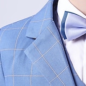 cheap Boy&#039;s Formal Suit-3 Pieces Ring Bearer Suit Boys Kids Suit Formal Suit Suit &amp; Blazer Formal Set Tank &amp; Pants Party Special Occasion Basic Gentle Plaid Black Light Blue Cotton