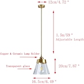 economico Luci Isola cucina-Lampada a sospensione da 16,5 cm lampada a sospensione a led lanterna design lampade cono in vetro elettrolitico moderno stile country negozi / caffè camera da letto soggiorno luci 110-220/220-240v