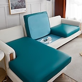 abordables Funda de sofá-Funda de cojín elástica de piel sintética para sofá, color burdeos, 100 % impermeable, para silla, protector de muebles, funda de sofá con base elástica, lavable