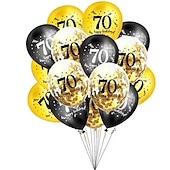 billige temafestdekorasjon-15 stk 30-årsdag lateksballonger trettijubileumsfestdekorasjon svart gull temafest ballong bursdagsfestutstyr
