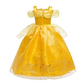 cheap Girl's Halloween Costumes-Book Week 2026 Girls' 3D Rose Solid Colored Dress Sleeveless Summer Fall Sports &amp; Outdoor Daily Princess Costume Kids 2-8 Years A Line Dress Tulle Dress Maxi Regular Fit