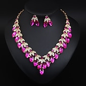 voordelige Sieradensets-Bruidssieradensets 2 Kristal Strass Legering 1 Ketting Oorbellen Dames Uitspraak Kleurrijk Schattig Zin in hebben Bloem Onregelmatig Sieraden set Voor Feest Bruiloft
