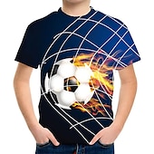 お買い得  男の子の3Dスポーツ＆ゲーム-男の子 3D カラーブロック サッカー Tシャツ 半袖 3Dプリント 夏 活発的 かわいいスタイル ストリートファッション ポリエステル レーヨン 子供 3〜12年 学校 アウトドア 日常