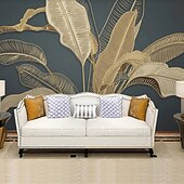 voordelige Behang-muurschildering behang muursticker bekleding print goud tropisch palmblad canvas home decor peel en stick verwijderbaar