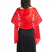 economico Scialli-sciarpa da donna in imitazione seta trasparente, mantello, scialle lungo, tinta unita, per festa di nozze, elegante e scintillante&amp;amp;abito da sposa con sciarpa damigella d&#039;onore splendente per