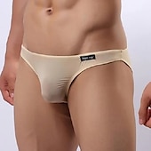 billiga Exotiska herrunderkläder-Herr 3-pack Sexiga trosor Kalsong Briefs Låg Midja Siden Nylon Solid färg Svart Vit